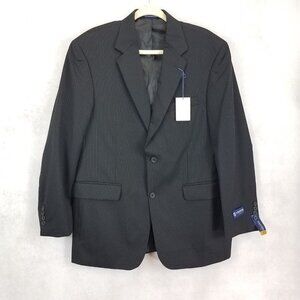 NEW Stafford Signature Men's 40 Regular Wool Blazer Suit Jacket in Black Stripe